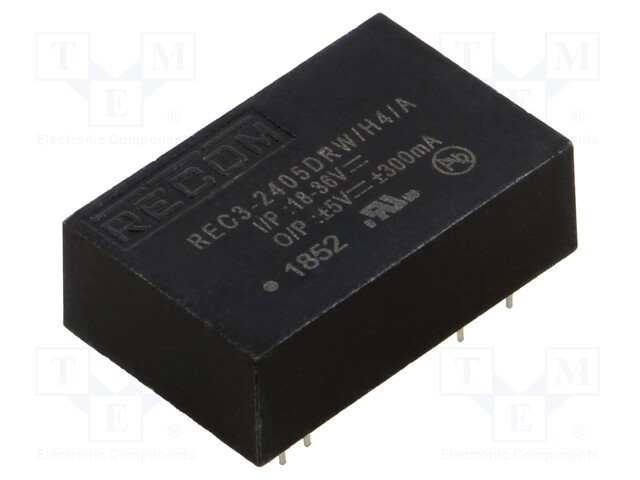 Converter: DC/DC; 3W; Uin: 18÷36V; Uout: 5VDC; Uout2: -5VDC; DIP24