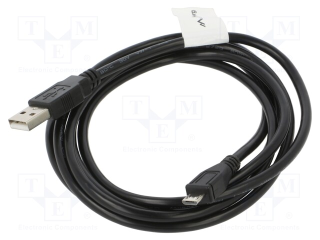 Cable; USB 2.0; USB A plug,USB B micro plug; gold-plated; 1.8m