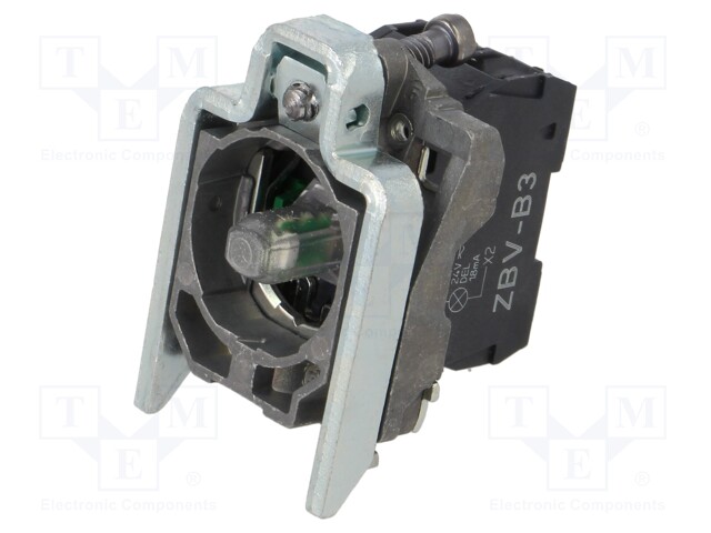 Contact Block, w/ Green LED, Screw, 1 Pole, 6 A, 120 V, Schneider Harmony XB4 Series Actuators