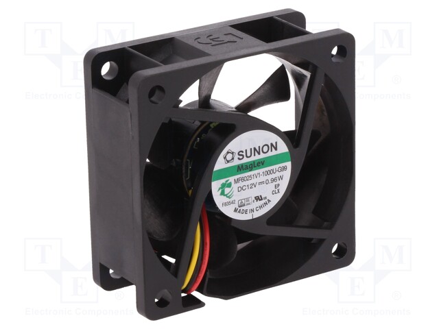 Fan: DC; axial; 12VDC; 60x60x25mm; 39.72m3/h; 27dBA; Vapo; 4500rpm