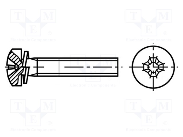 Screw; M3x10; DIN: 7985; Head: cheese head; Phillips; steel; zinc