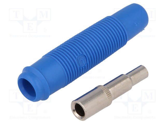 Socket; 4mm banana; 16A; 60VDC; blue; nickel plated; on cable; 3mΩ