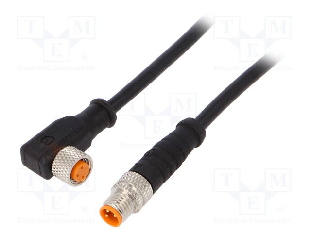 Connection lead; M8; PIN: 3; 0.3m; plug; 4A; LED; -25÷80°C; IP67