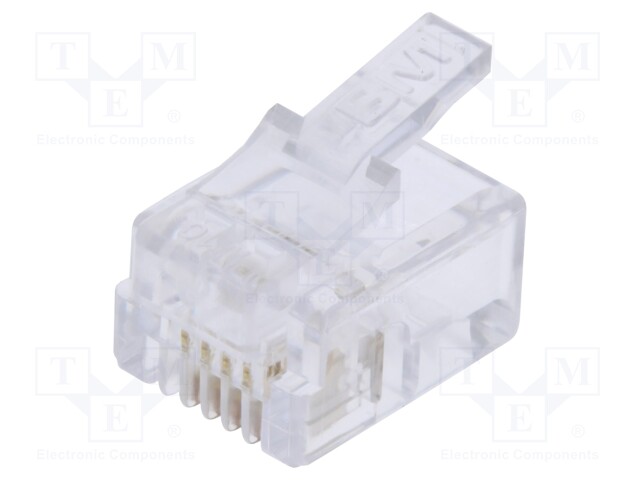 Plug; RJ11; PIN: 4; Layout: 6p4c; for cable; IDC,crimped