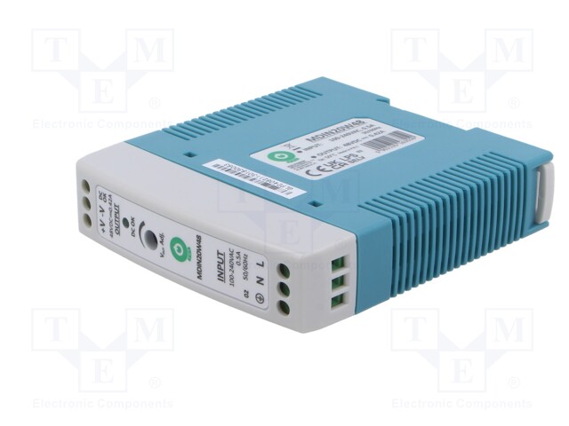 Power supply: switching; for DIN rail; 20W; 48VDC; 420mA; OUT: 1