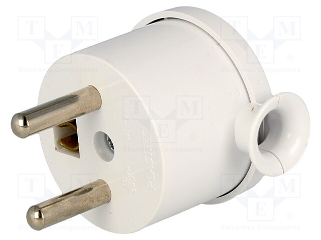 Connector: AC supply; plug; Layout: 2P+PE; white; 230VAC; 16A; PIN: 3