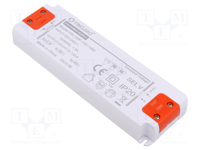 Power supply: switched-mode; LED; 132W; 12VDC; 11A; 220÷240VAC