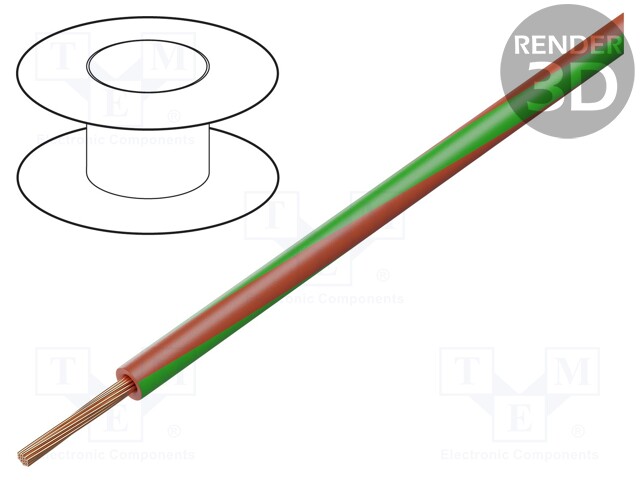 Wire; LgY; stranded; Cu; 2.5mm2; red-green; PVC; 300/500V; 50m