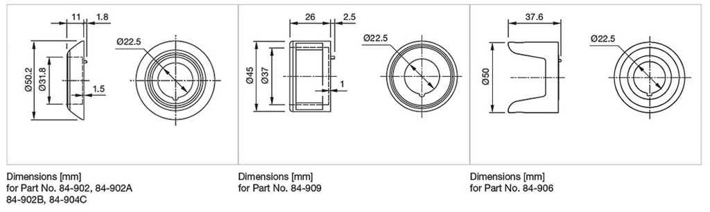 Protective cap; 22mm; 84; -25÷55°C; 50mm; Mat: plastic; Body: yellow