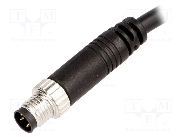 Connector: M8; 1m; male; PIN: 3; straight; plug; 3A; 60V; IP67