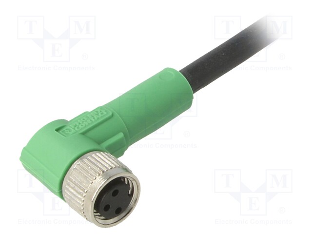 Connection lead; M8; PIN: 3; angled; 3m; plug; 60VAC; 4A; -25÷90°C