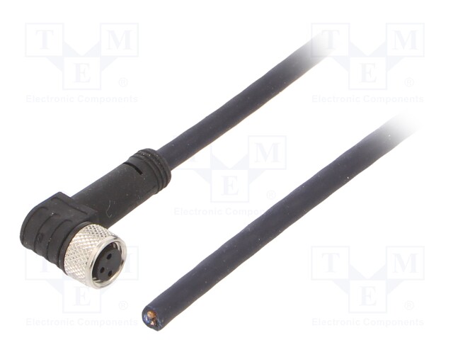 Connection lead; M8; PIN: 3; angled; 5m; plug; 60VAC; 4A; -35÷105°C