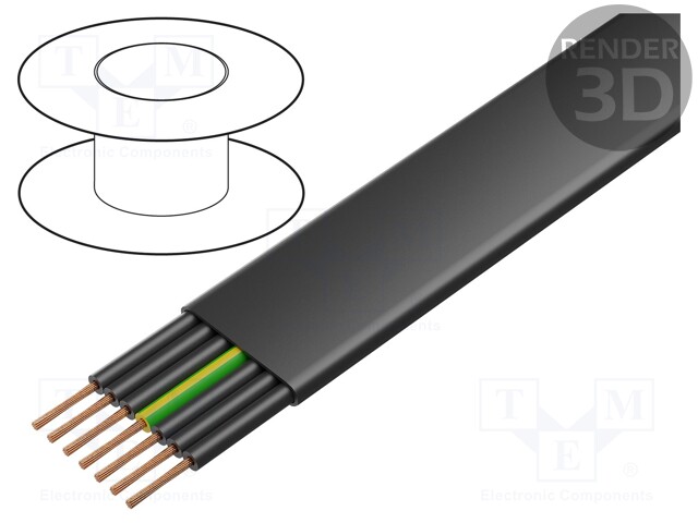 Wire; PVC-Flach; 7G6mm2; unshielded; 450/750V; PVC; Cu; stranded