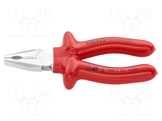 Pliers; insulated,universal; 160mm; Conform to: VDE