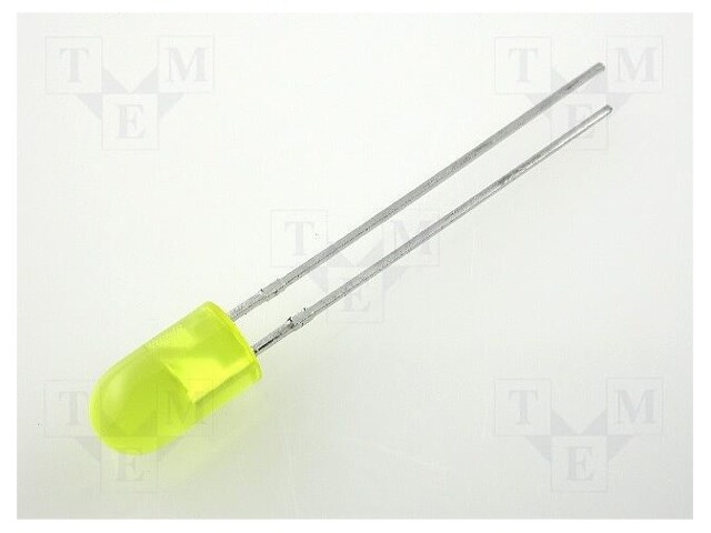 LED; 5mm; yellow; 5÷20mcd; 60°; Front: convex; without flange