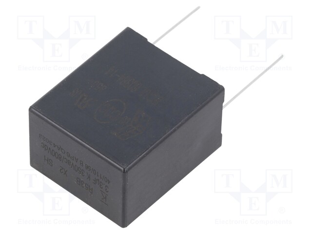 Capacitor: polypropylene; 3.3uF; Body dim: 22x37x32mm; THT; ±10%