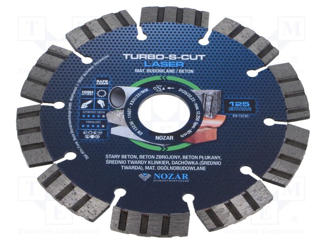 Cutting diamond wheel; Ø: 125mm; Øhole: 22.23mm