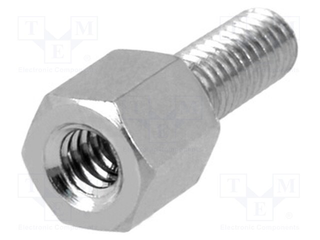 Screwed spacer sleeve; Int.thread: UNC4-40; 5mm; Ext.thread: M3