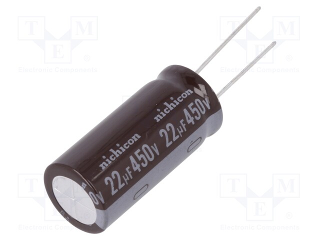 Capacitor: electrolytic; low impedance; THT; 22uF; 450VDC; ±20%