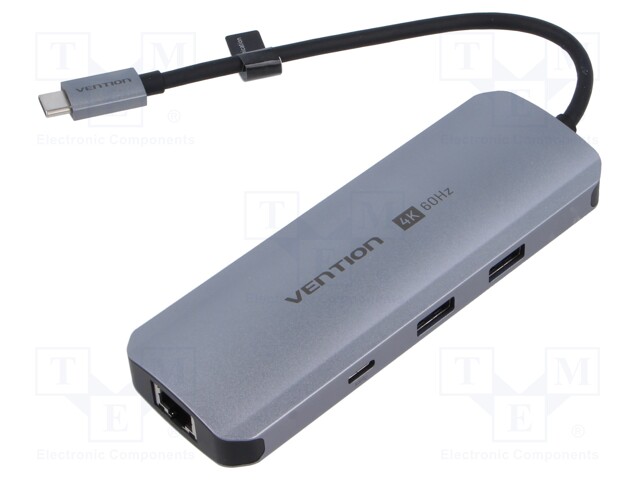 Hub USB; USB 3.0; grey; Number of ports: 9; 0.15m; Colour: black