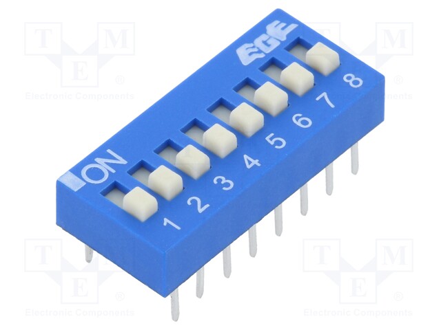 Switch: DIP-SWITCH; Poles number: 8; OFF-ON; 0.025A/24VDC; Pos: 2