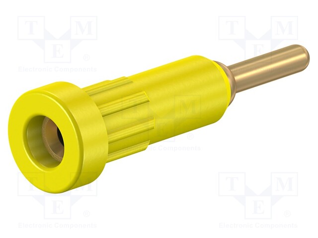 Socket; 2mm banana; 10A; Overall len: 24.5mm; yellow; insulated