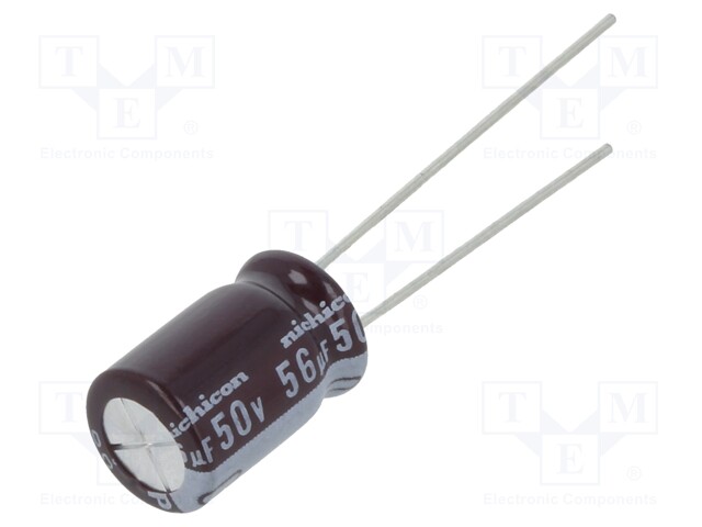 Capacitor: electrolytic; low impedance; THT; 56uF; 50VDC; ±20%