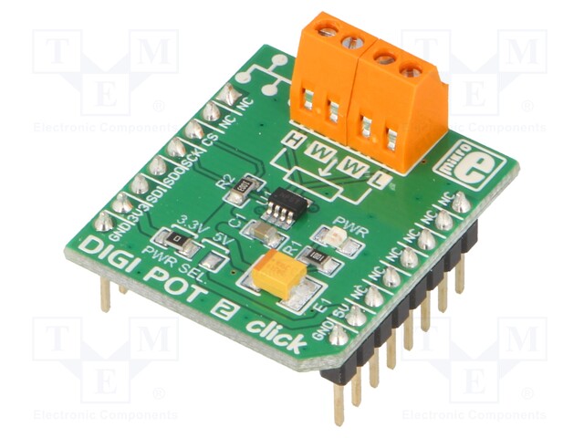 Click board; digital potentiometer; SPI; TPL0501; 3.3/5VDC