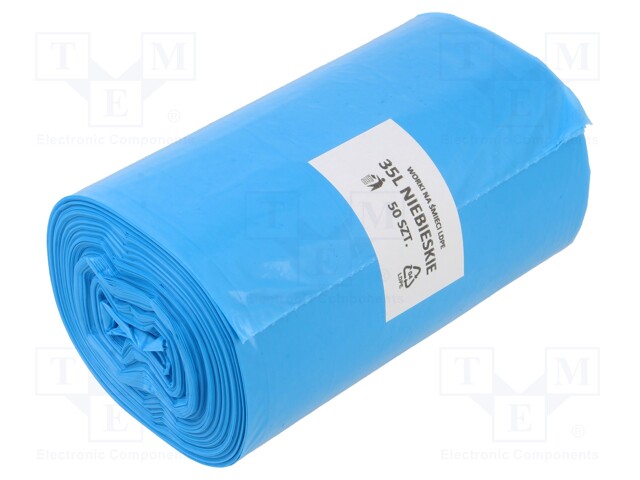 Trash bags; LDPE; Colour: blue; 50pcs; 35l
