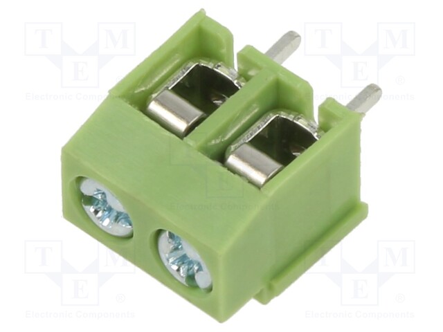 PCB terminal block; angled 90°; 5mm; ways: 2; on PCBs; 2.5mm2; 10A