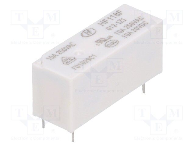 Relay: electromagnetic; SPDT; Ucoil: 12VDC; 10A/250VAC; 10A/30VDC