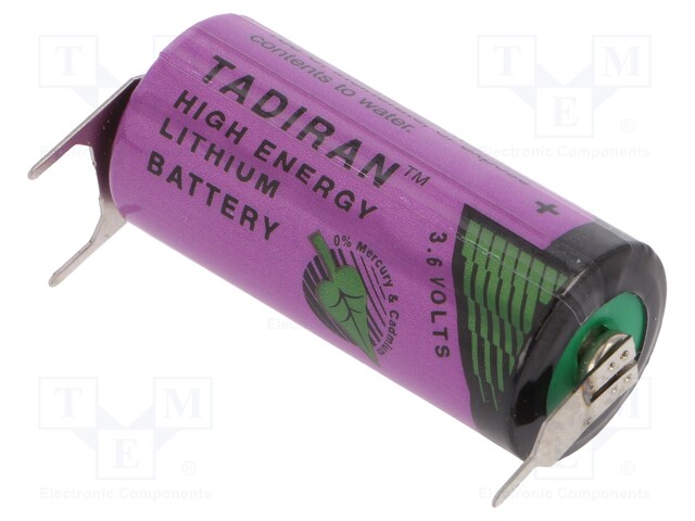 Battery: lithium (LTC); 3.6V; 2/3AA,2/3R6; Ø14.7x33.5mm; 1500mAh