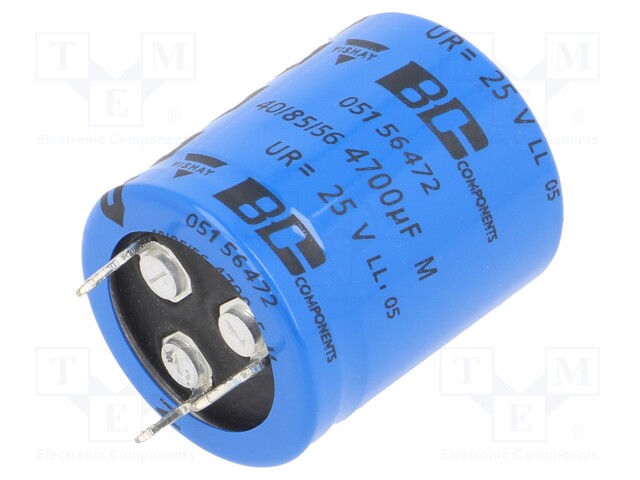 Capacitor: electrolytic; SNAP-IN; 4700uF; 25VDC; Ø25x30mm; ±20%