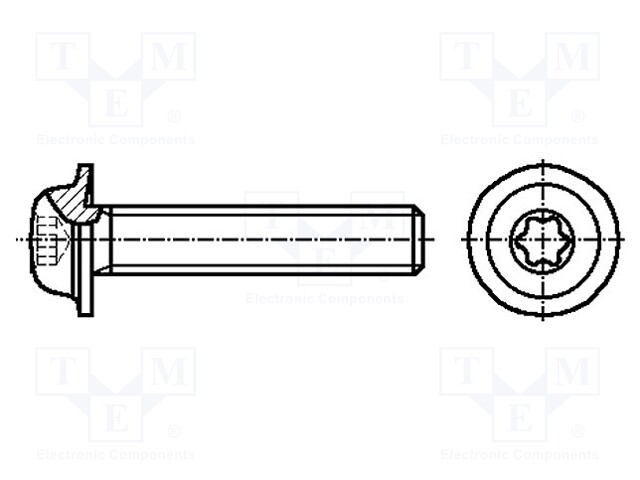 Screw; with flange; M5x12; Head: button; Torx®; A2 stainless steel