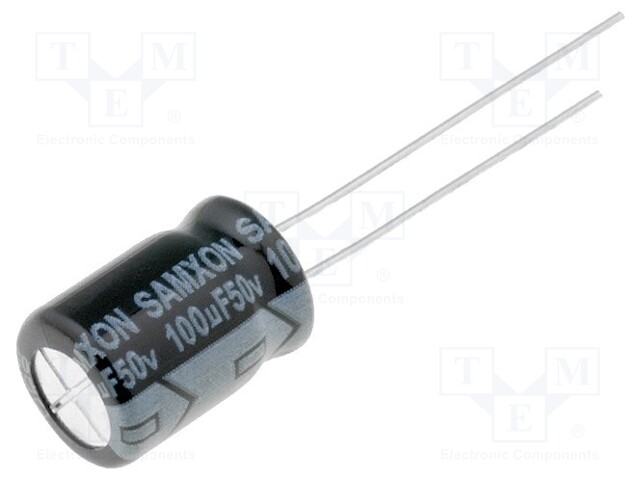 Capacitor: electrolytic; THT; 100uF; 50VDC; Ø8x12mm; Pitch: 3.5mm