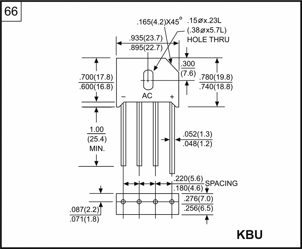 Bridge rectifier: single-phase; Urmax: 100V; If: 10A; Ifsm: 200A