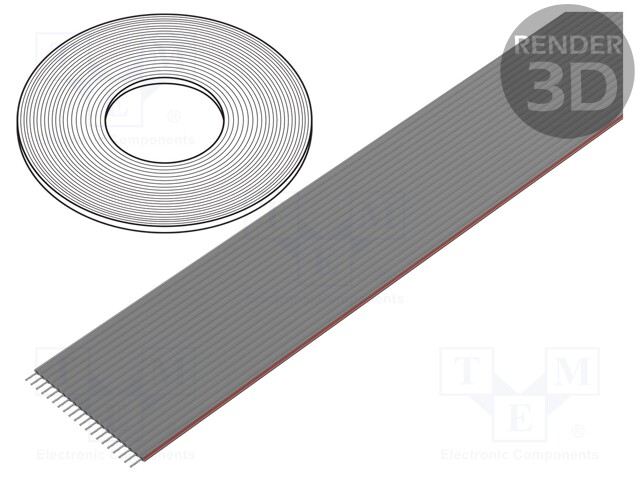 Wire: ribbon; 1.27mm; stranded; Cu; 20x28AWG; unshielded; PVC; grey