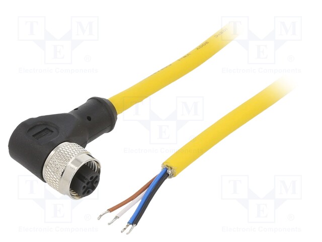 Connection lead; M12; PIN: 4; angled; 5m; plug; 250VAC; 4A; PVC; IP68