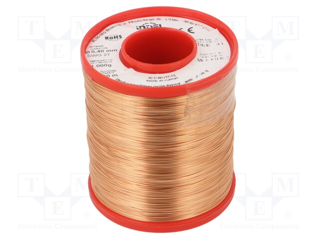 Coil wire; single coated enamelled; 0.4mm; 1kg; -65÷180°C