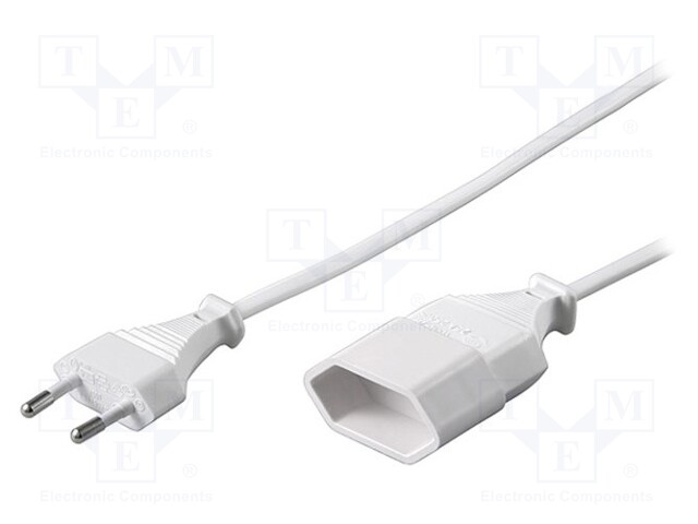 Extension lead; Sockets: 1; white; 2x0,75mm2; 3m; 2.5A