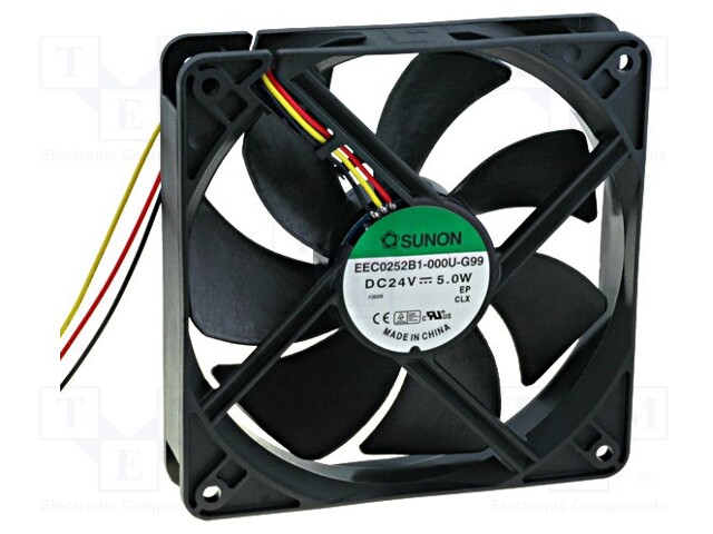 Fan: DC; axial; 24VDC; 120x120x25mm; 183.83m3/h; 44.5dBA; Len: 330mm