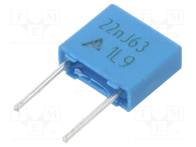 Capacitor: polyester; 22nF; 40VAC; 63VDC; Pitch: 5mm; ±5%; -55÷125°C