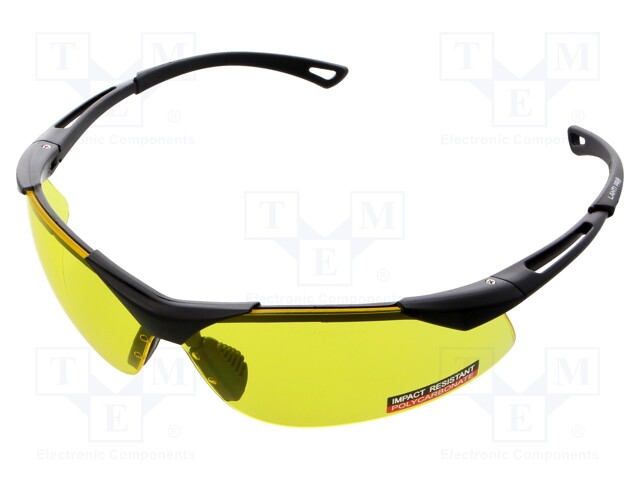 Safety spectacles; Lens: yellow; Resistance to: UV rays