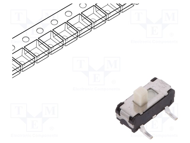 Switch: slide; Pos: 2; SPDT; 0.3A/6VDC; ON-ON; Mounting: THT