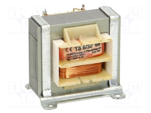 Transformer: mains; 6VA; 230VAC; 8.5V; 0.7A; Leads: solder lugs