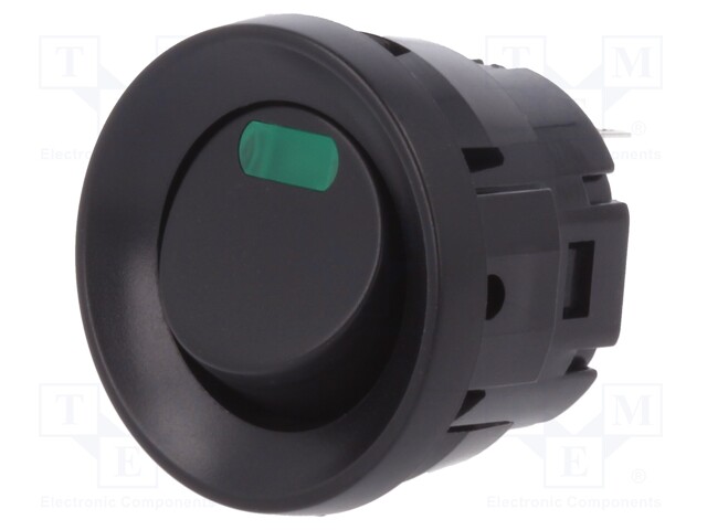 ROCKER; SPST; Pos: 2; ON-OFF; 3A/250VAC; black; LED; Rcont max: 20mΩ