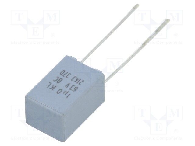 Capacitor: polyester; 1uF; 40VAC; 63VDC; Pitch: 0.5mm; ±10%