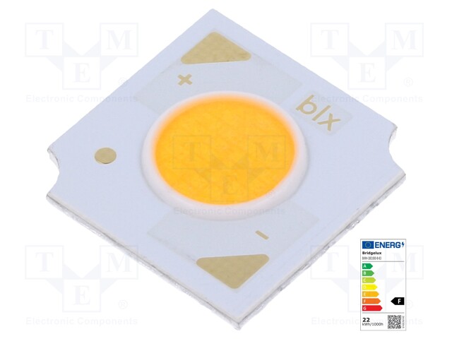 Power LED; COB; white warm; 120°; 350mA; P: 25.6W; 13.5x13.5x1.63mm