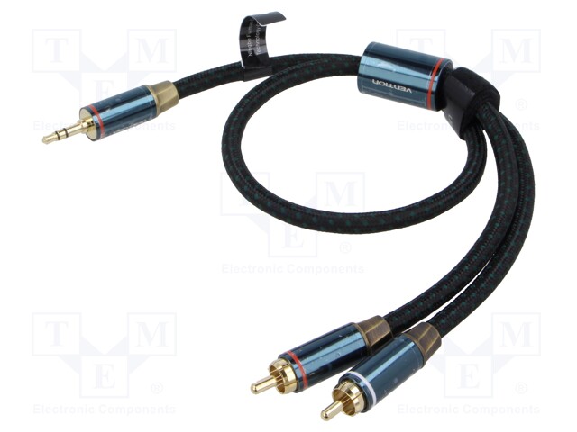 Cable; Jack 3.5mm plug,RCA plug x2; 0.5m; Plating: gold-plated