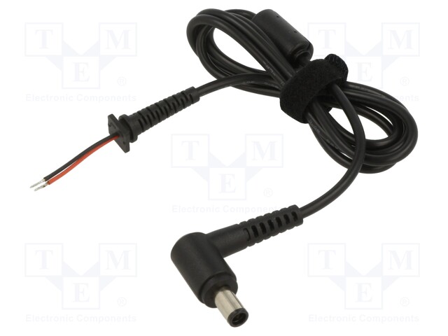 Cable; wires,DC 7,4/5,0 plug; straight; 0.5mm2; black; 1.2m